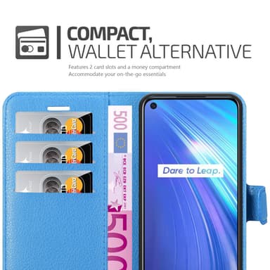 Realme 6 4G / 6s Plånboksfodral Skal (Blå)