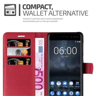 Nokia 6 2017 Plånboksfodral Skal (Röd)