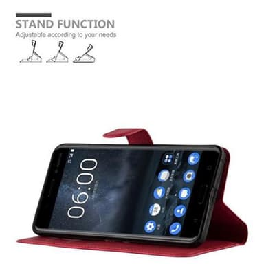 Nokia 6 2017 Plånboksfodral Skal (Röd)
