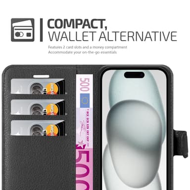 iPhone 15 Plånboksfodral Skal (Svart)