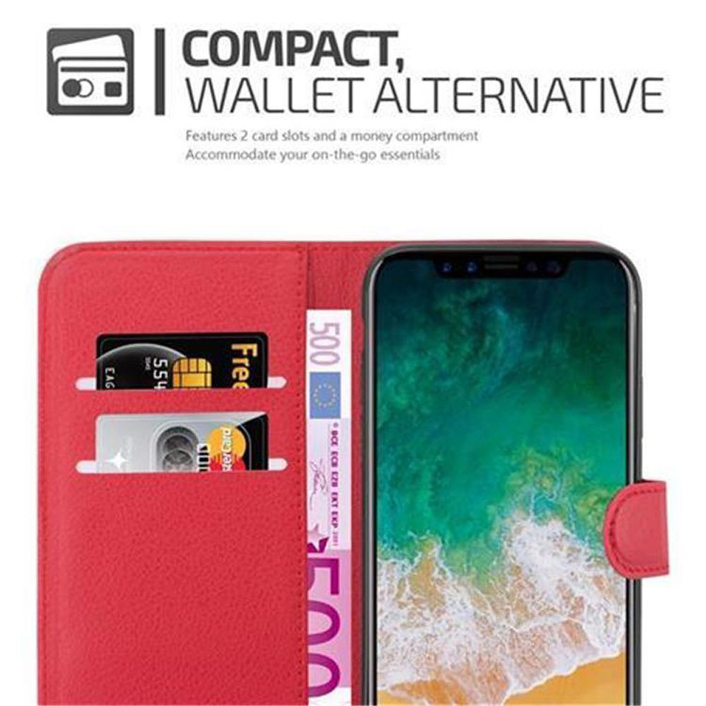 iPhone X / XS Plånboksfodral Skal (Röd)