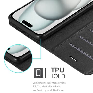 iPhone 15 Plånboksfodral Skal (Svart)