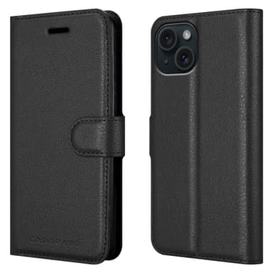 iPhone 15 Plånboksfodral Skal (Svart)
