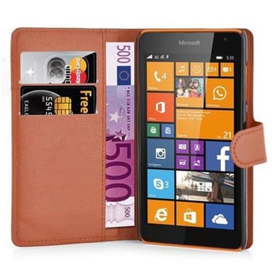 Nokia Lumia 535 Plånboksfodral Skal (Brun)