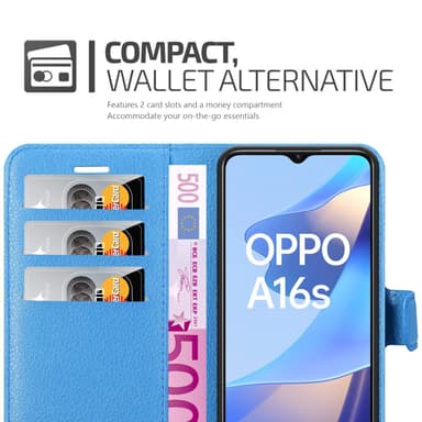 Oppo A16s / A54s Plånboksfodral Skal (Blå)