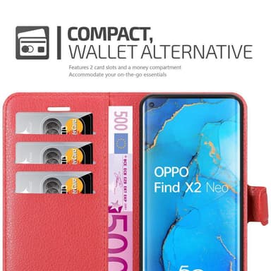Oppo FIND X2 NEO Plånboksfodral Skal (Röd)