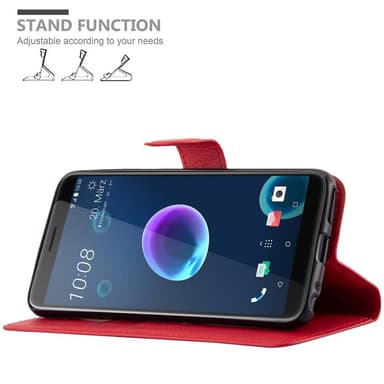 HTC Desire 12 Plånboksfodral Skal (Röd)