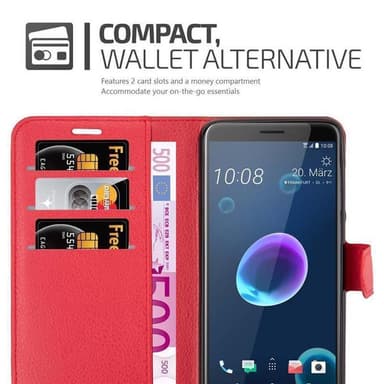 HTC Desire 12 Plånboksfodral Skal (Röd)