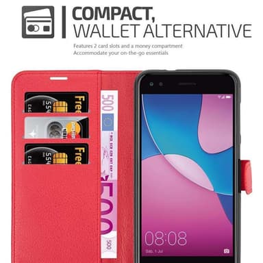 Huawei Enjoy 7 Plånboksfodral Skal (Röd)