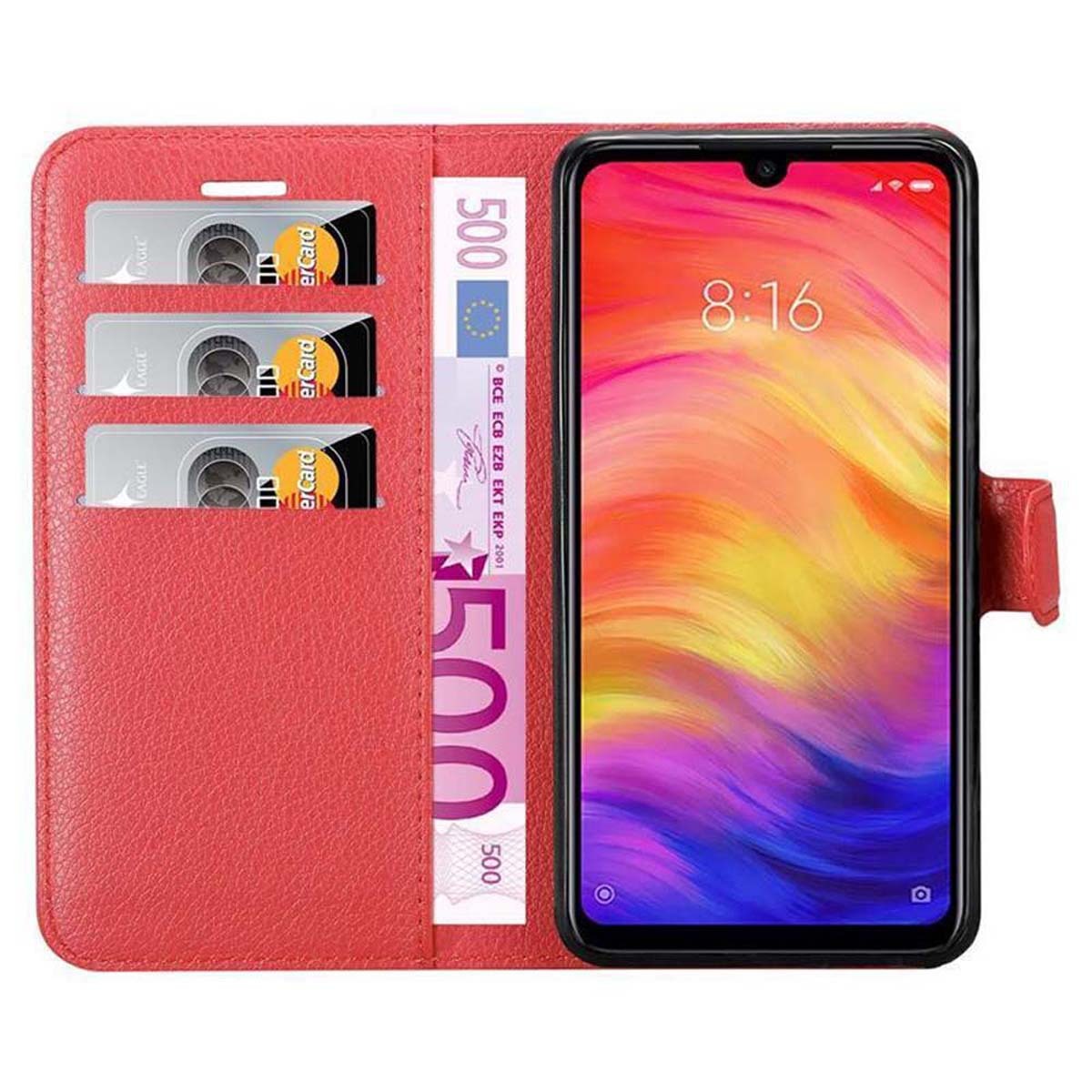 Xiaomi RedMi NOTE 7 Plånboksfodral Skal (Röd)