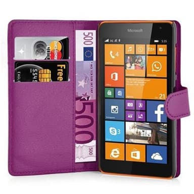 Nokia Lumia 535 Plånboksfodral Skal (Lila)