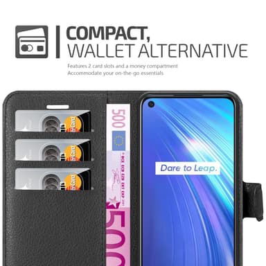 Realme 6 4G / 6s Plånboksfodral Skal (Svart)