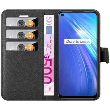 Realme 6 4G / 6s Plånboksfodral Skal (Svart)