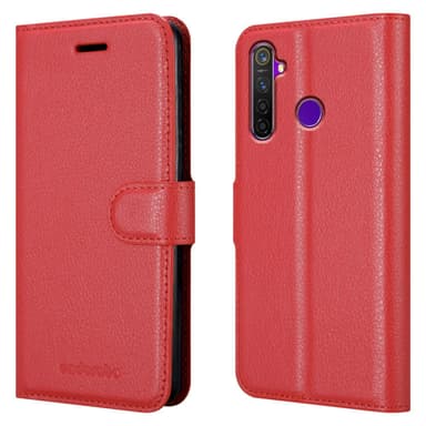 Realme 5 / 5i / 6i / C3 Plånboksfodral Skal (Röd)