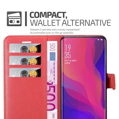 Oppo FIND X Plånboksfodral Skal (Röd)