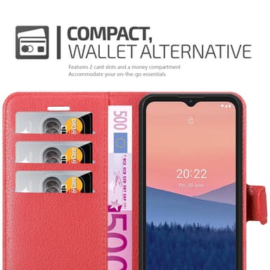 Nokia C21 Plånboksfodral Skal (Röd)