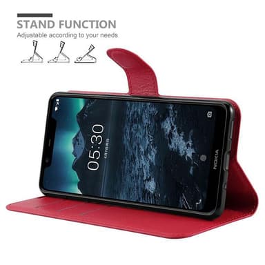 Nokia 5.1 Plånboksfodral Skal (Röd)
