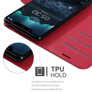 Nokia 5.1 Plånboksfodral Skal (Röd)