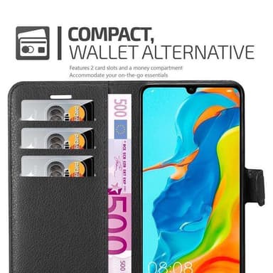 Huawei P30 LITE Plånboksfodral Skal (Svart)