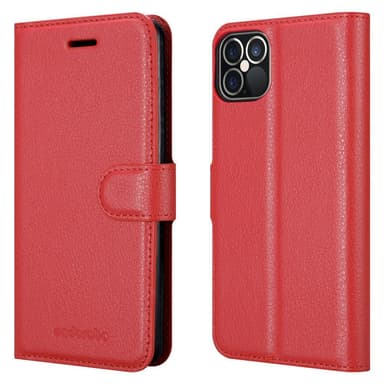 iPhone 12 / 12 PRO Plånboksfodral Skal (Röd)