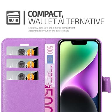 iPhone 14 Plånboksfodral Skal (Lila)