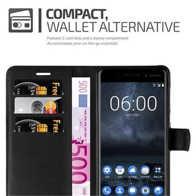 Nokia 6 2017 Plånboksfodral Skal (Svart)