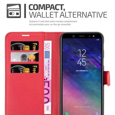Samsung Galaxy A6 2018 Plånboksfodral Skal (Röd)