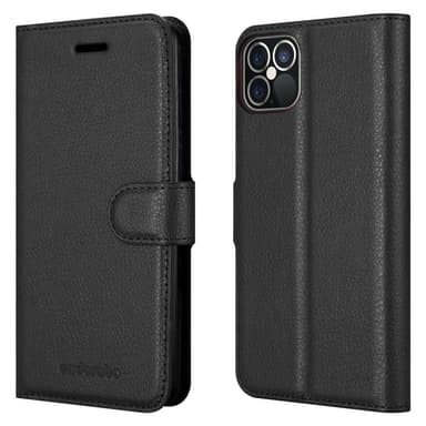 iPhone 12 / 12 PRO Plånboksfodral Skal (Svart)