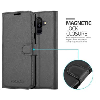 Samsung Galaxy A6 PLUS 2018 Plånboksfodral Skal (Svart)