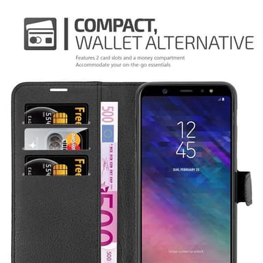 Samsung Galaxy A6 PLUS 2018 Plånboksfodral Skal (Svart)
