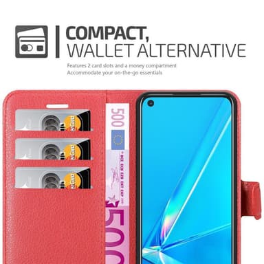 Oppo A92 Plånboksfodral Skal (Röd)