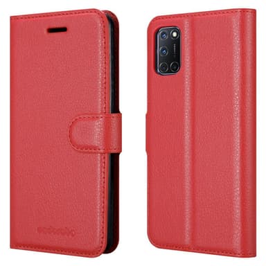 Oppo A92 Plånboksfodral Skal (Röd)