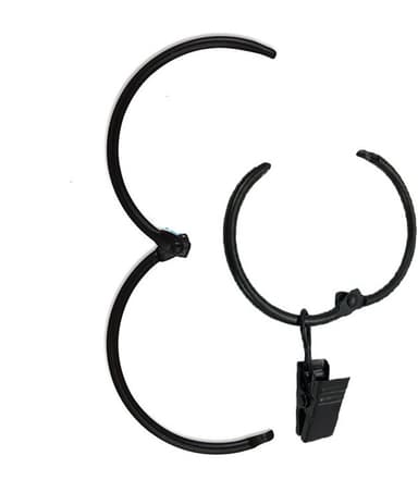 Gardinringar med klämmor svart 20 styck