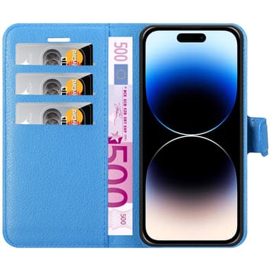 iPhone 14 PRO MAX Plånboksfodral Skal (Blå)