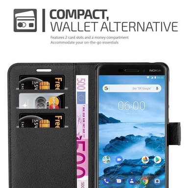 Nokia 6.1 Plånboksfodral Skal (Svart)