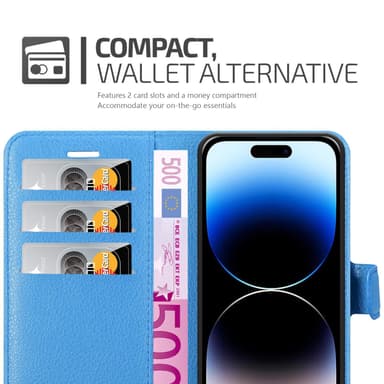 iPhone 14 PRO MAX Plånboksfodral Skal (Blå)