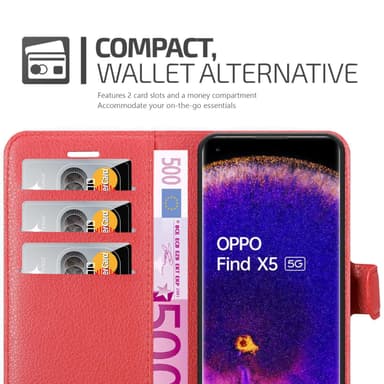 Oppo FIND X5 Plånboksfodral Skal (Röd)