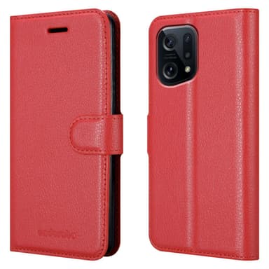 Oppo FIND X5 Plånboksfodral Skal (Röd)