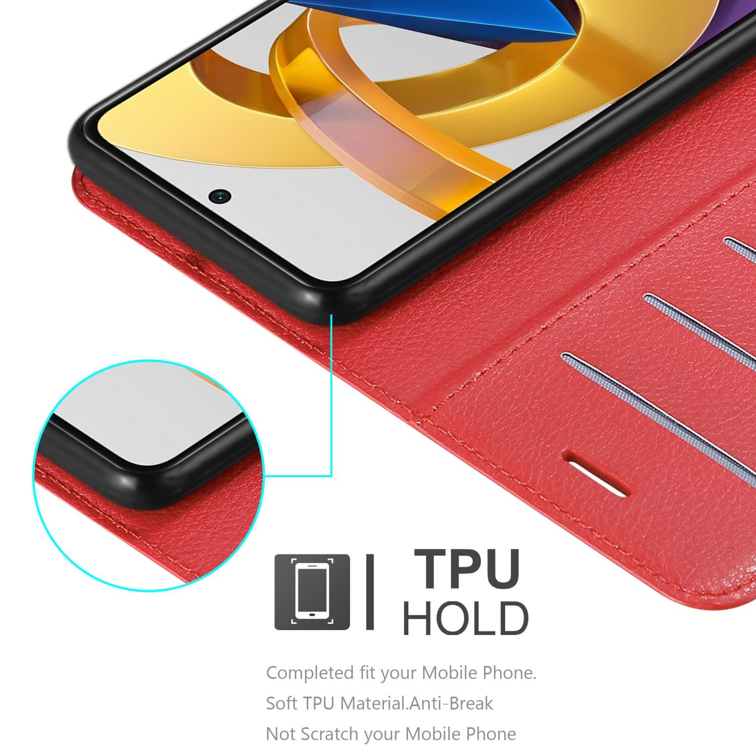 Xiaomi POCO M4 PRO 5G Plånboksfodral Skal (Röd)