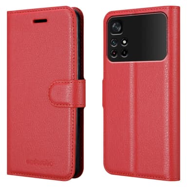 Xiaomi POCO M4 PRO 5G Plånboksfodral Skal (Röd)