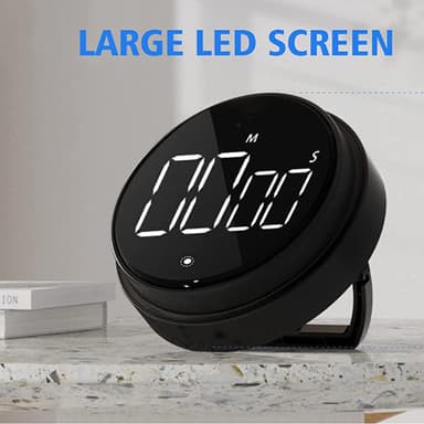 Magnetisk digital kökstimer med stor LED-display Svart