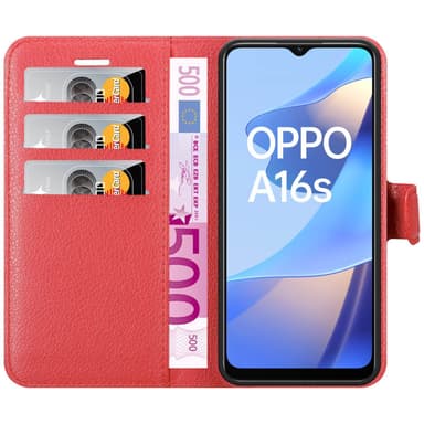 Oppo A16s / A54s Plånboksfodral Skal (Röd)