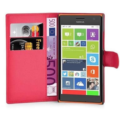 Nokia Lumia 730 Plånboksfodral Skal (Röd)