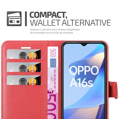 Oppo A16s / A54s Plånboksfodral Skal (Röd)