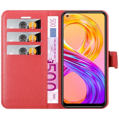 Realme 8 4G / 8 PRO Plånboksfodral Skal (Röd)