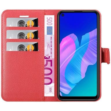 Huawei P40 LITE E Plånboksfodral Skal (Röd)