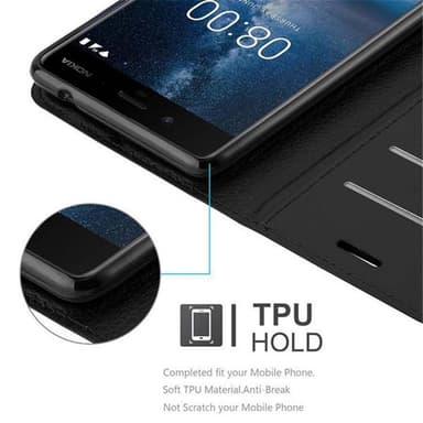 Nokia 8 2017 Plånboksfodral Skal (Svart)