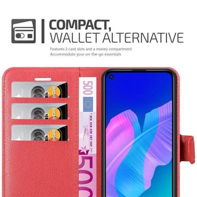 Huawei P40 LITE E Plånboksfodral Skal (Röd)