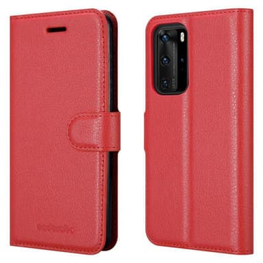 Huawei P40 Plånboksfodral Skal (Röd)