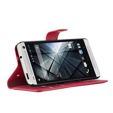 HTC ONE M7 Plånboksfodral Skal (Röd)
